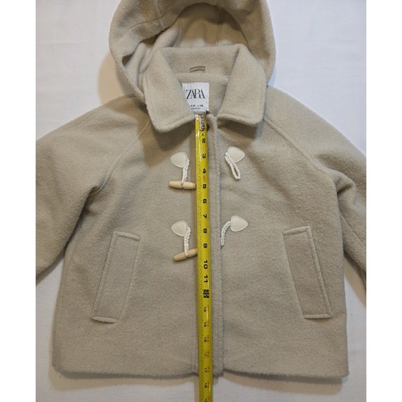 Zara Girl's Bone White Winter Hooded Toggle Closure Microfleece Coat. Size 9-10 - Picture 7 of 10